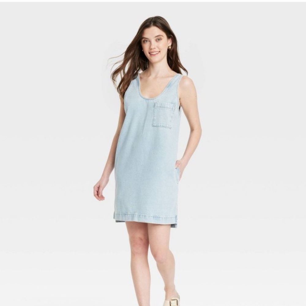 Universal Thread- Women's Denim Tank Mini Jumper Dress - Light Wash XL. NWT